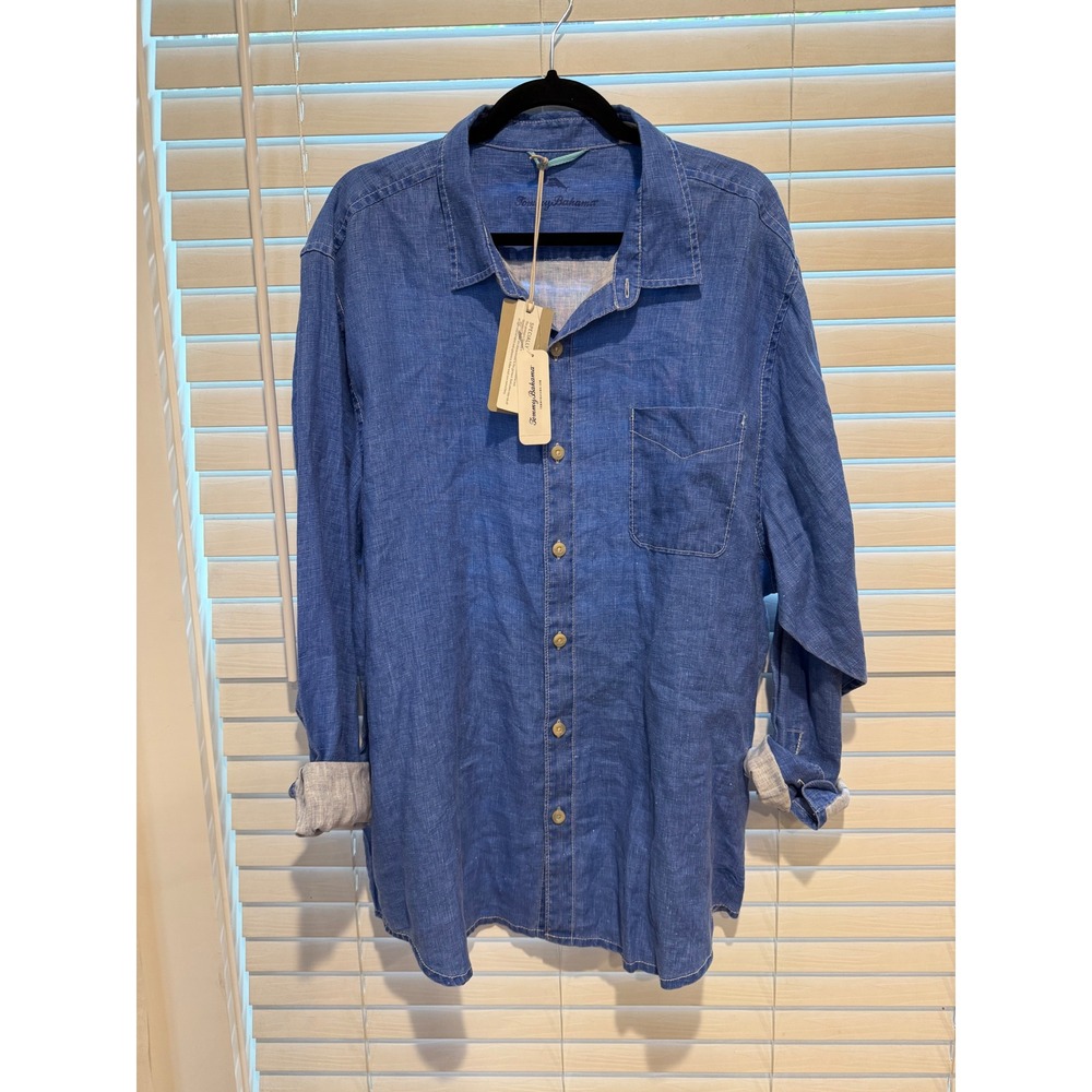 Tommy Bahama Sea Glass Breezer Linen Shirt XXL Royal Sea Blue TR310622 Mens NWT